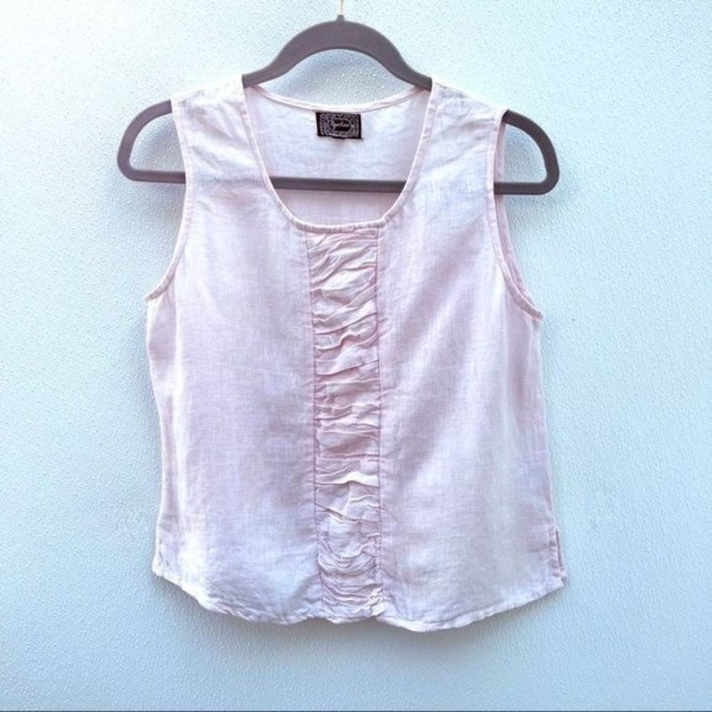 *50% OFF! Paper Lace linen top small soft pink sleeveless
